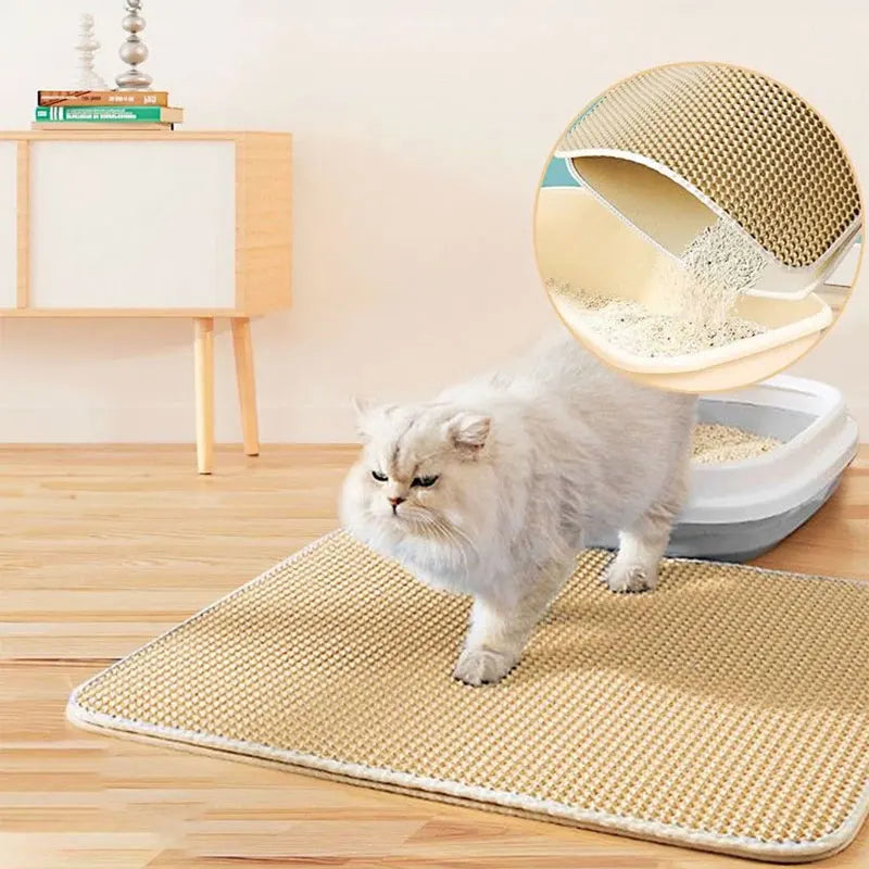 Tapete Coletor de Areia para Gatos – Impermeável e de Dupla Camada